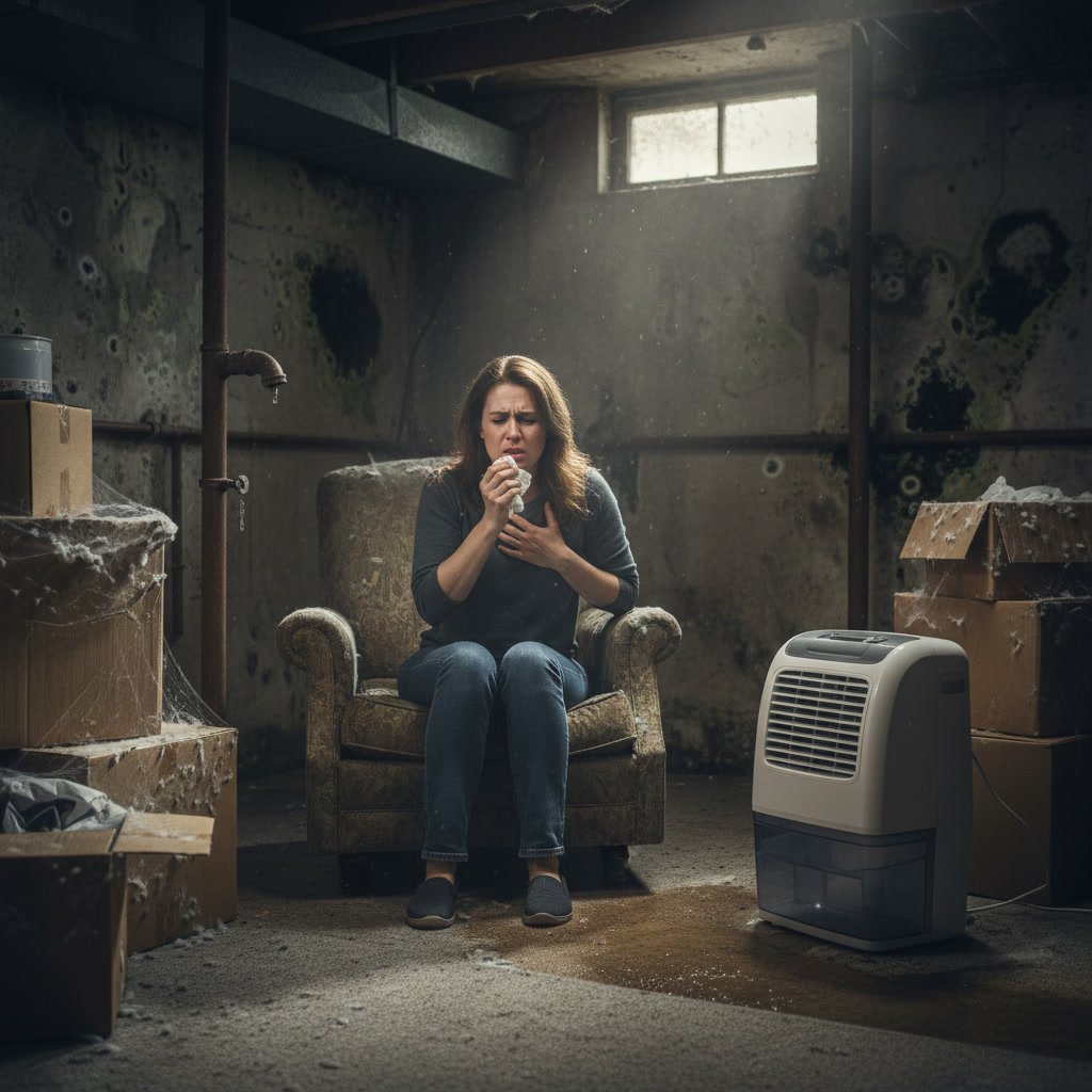 Humidity monitoring equipment showing optimal levels achieved by whole-house dehumidification