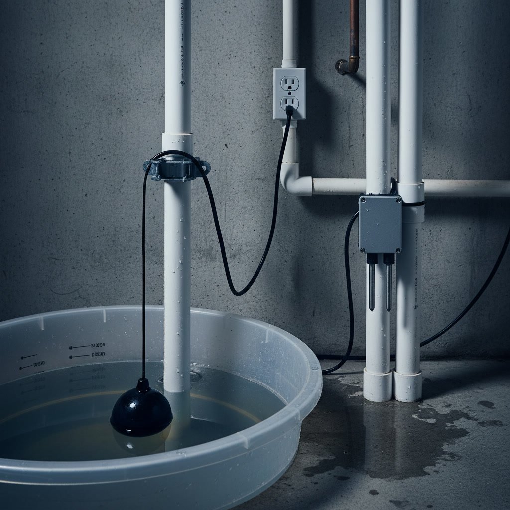 Comparison of float switch and electronic sensor in residential sump pump basin